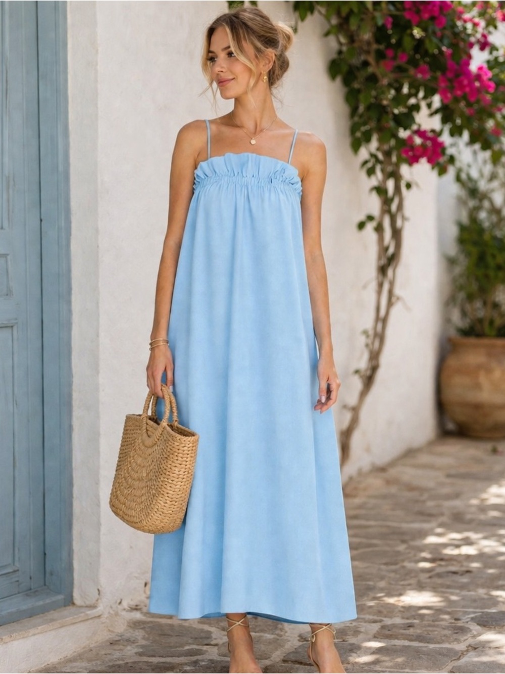 ESSENTIEL ANTWERP Light Blue Robe Bokchoy Maxi Dress